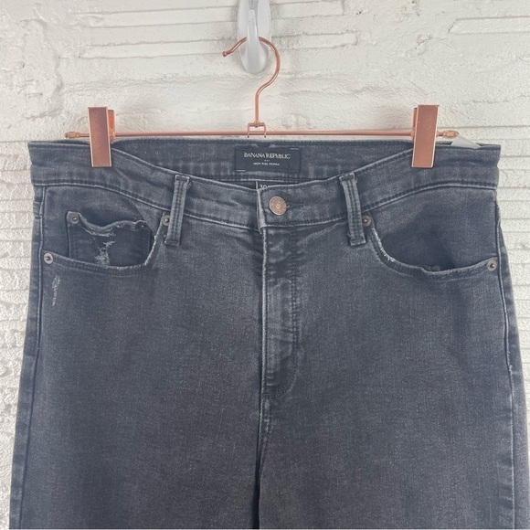 Banana Republic High Rise Skinny Jeans Black Wash Distressed Size 10 - Picture 2 of 14